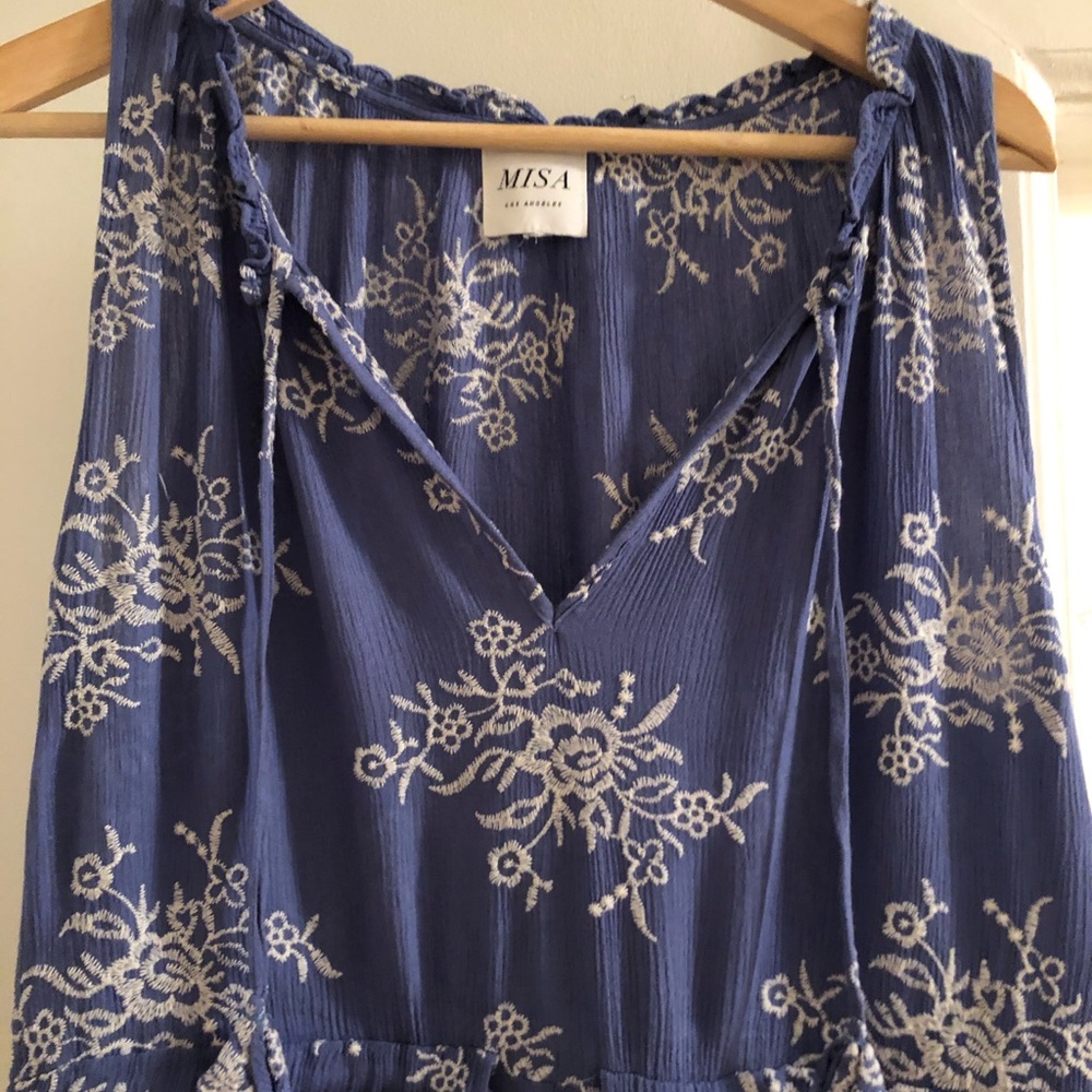 Misa Los Angeles blue floral embroidered